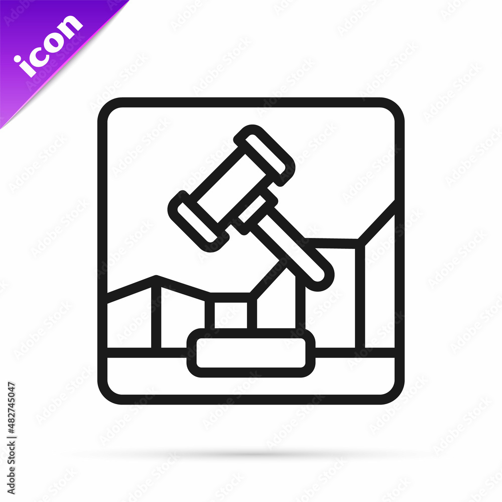 Black line Online internet auction icon isolated on white background. International trade concept. Investment, stock market exchange and trading. Vector Black line Online internet auction icon isolated on white background. International trade concept. Investment, stock market exchange and trading. Vector