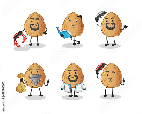 almond arab character. cartoon mascot vector