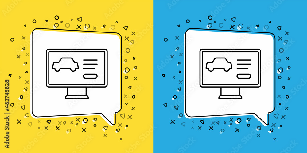 Set line Hardware diagnostics condition of car icon isolated on yellow and blue background. Car service and repair parts. Vector Set line Hardware diagnostics condition of car icon isolated on yellow and blue background. Car service and repair parts. Vector