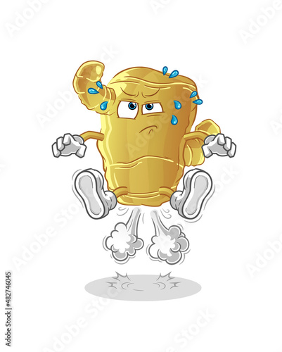 Ginger fart jumping illustration. character vector