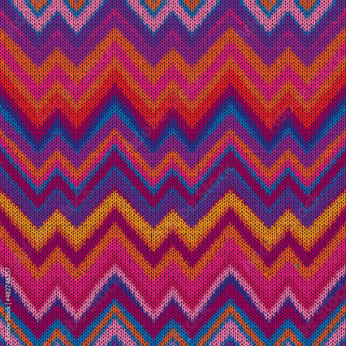 Ethnic zigzag pattern in retro colors, aztec style vector background