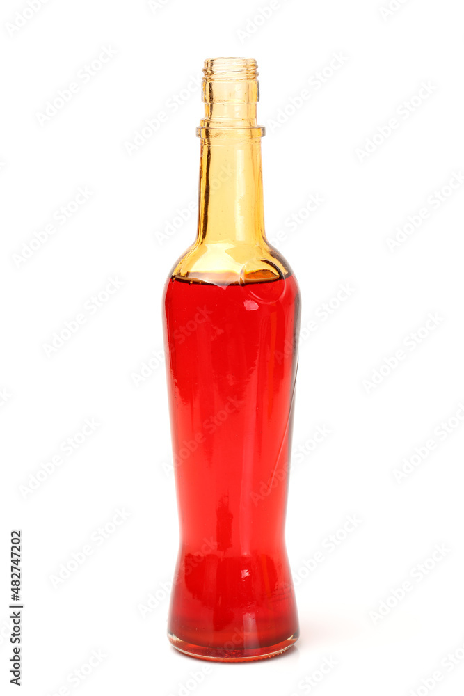 A bottle of chili oil isolated on white background A bottle of chili oil isolated on white background