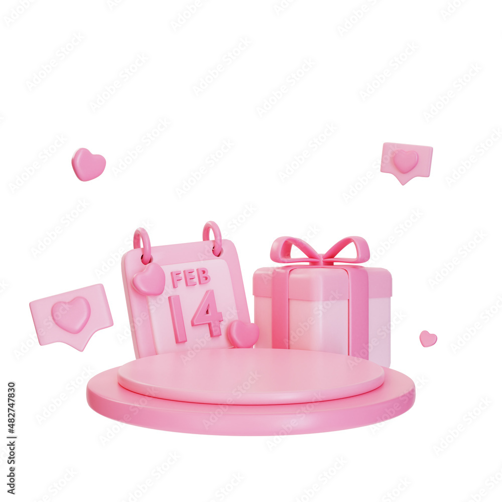 3d rendering pink valentine podium with heart 3d rendering pink valentine podium with heart
