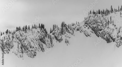 View of an alpine ridge while skiing