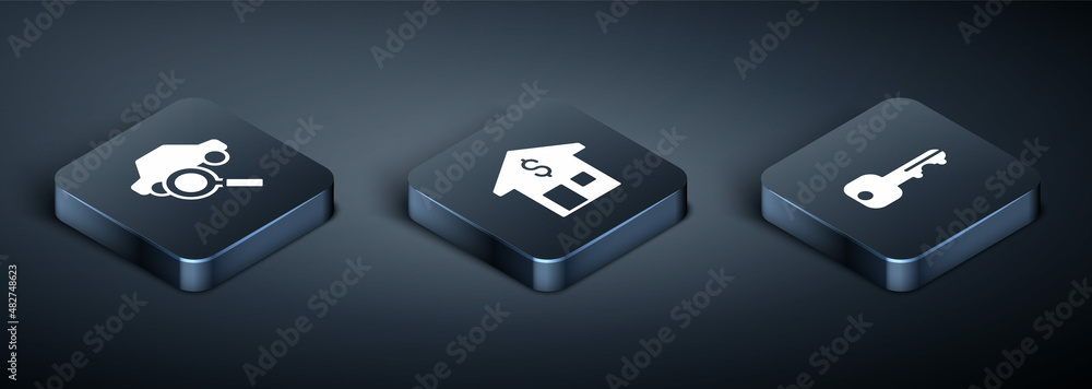 Set Isometric Car sharing, House key and with dollar icon. Vector