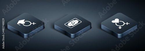 Set Isometric Teacher, Gender and Money growth woman icon. Vector