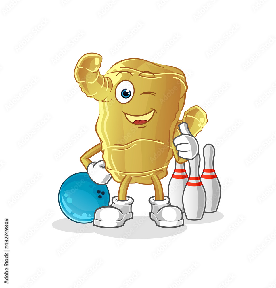 Ginger play bowling illustration. character vector