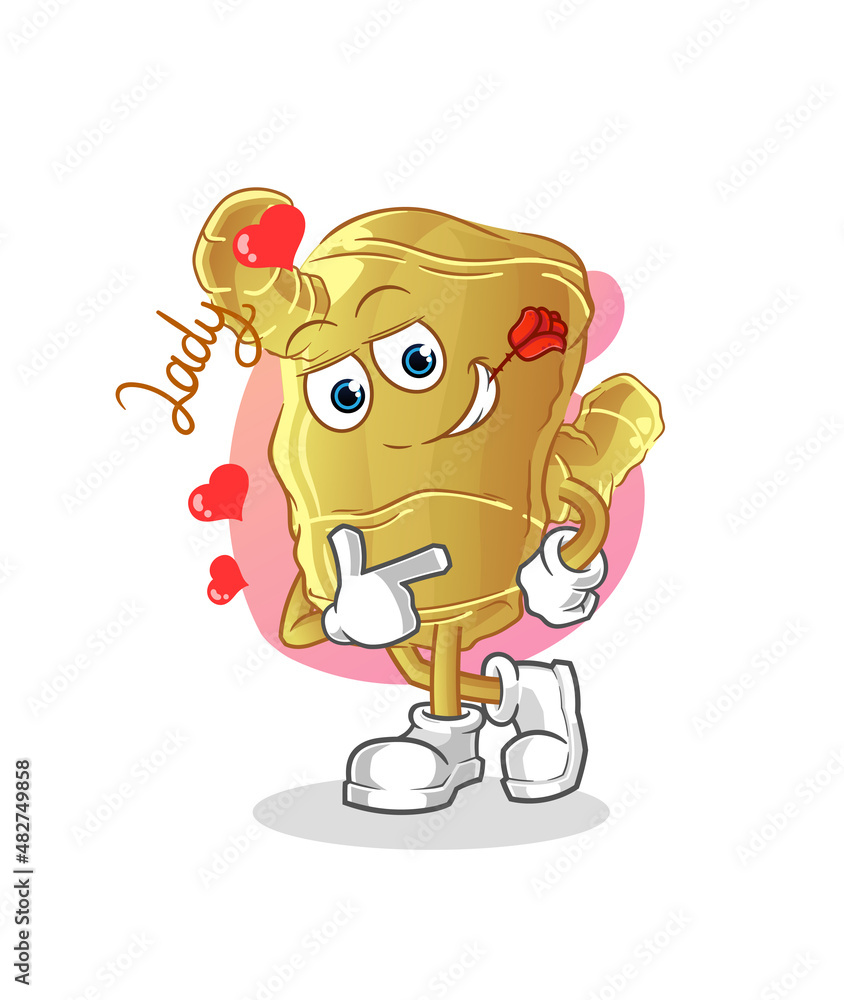 Fototapeta premium Ginger flirting illustration. character vector