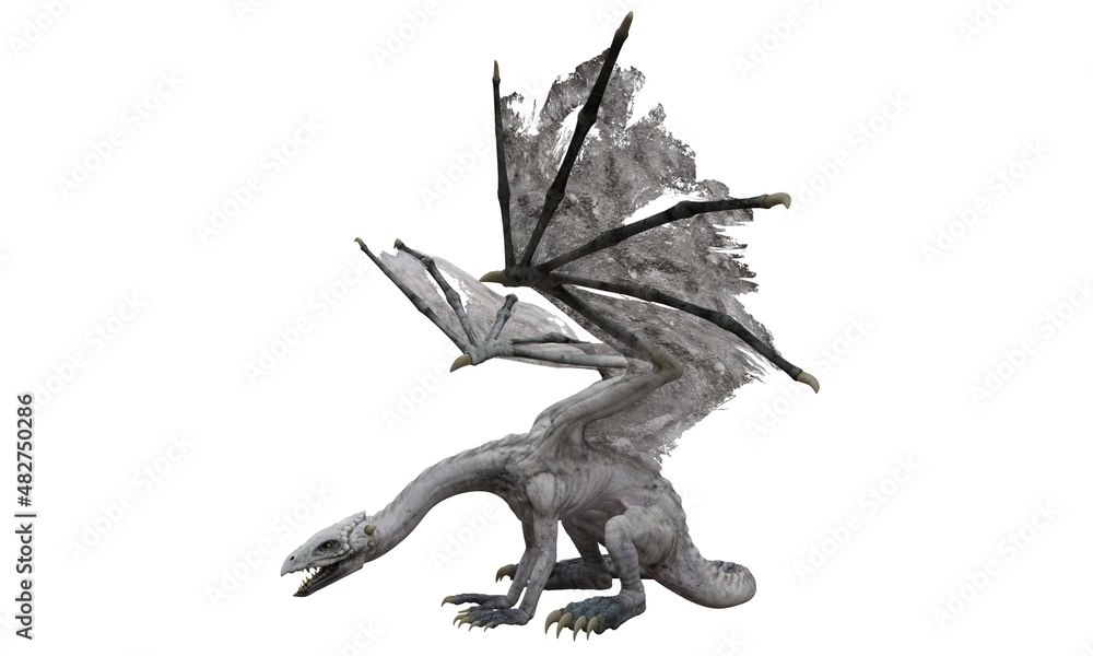 Fantasy dragon isolated on white 3d illustration