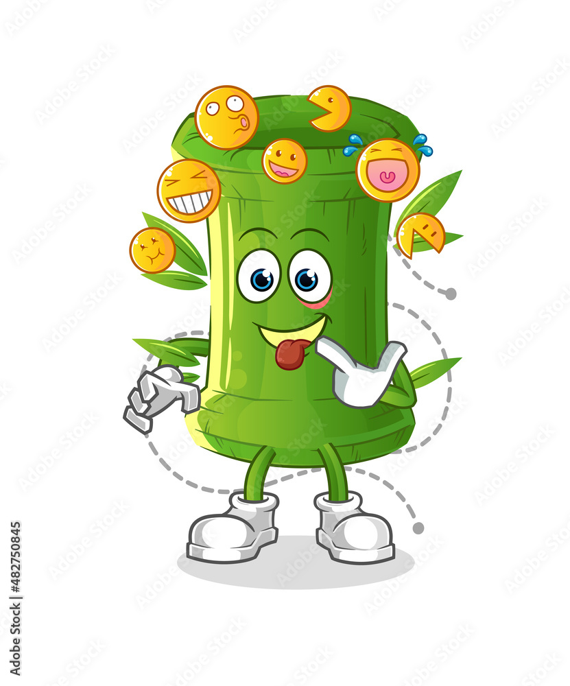 Obraz premium bamboo laugh and mock character. cartoon mascot vector