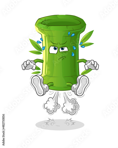bamboo fart jumping illustration. character vector