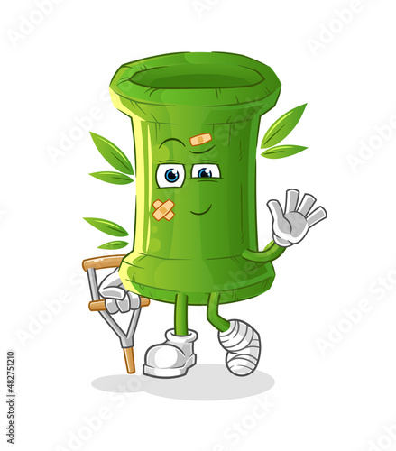 bamboo sick with limping stick. cartoon mascot vector