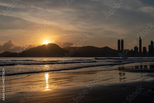 sunset at the beachoff Balneário Camboriú