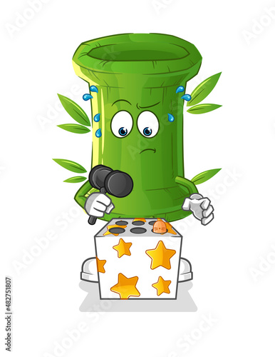 bamboo play whack a mole mascot. cartoon vector
