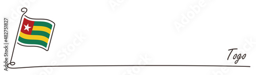 Togo national flag and copy space, handwritten style	