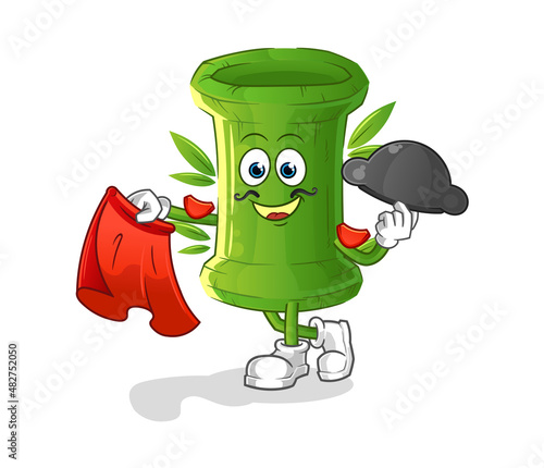 bamboo matador with red cloth illustration. character vector