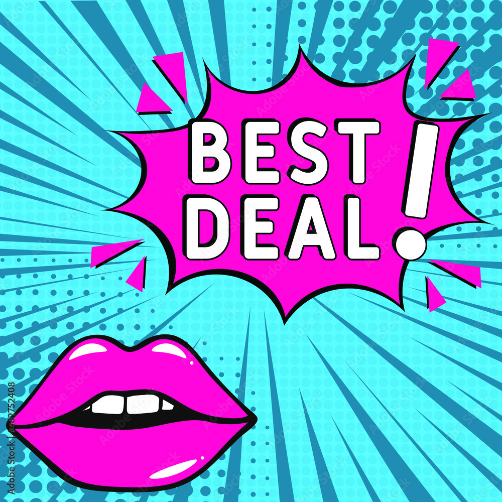 Best Deal. Comic book explosion with text Best Deal. Vector bright