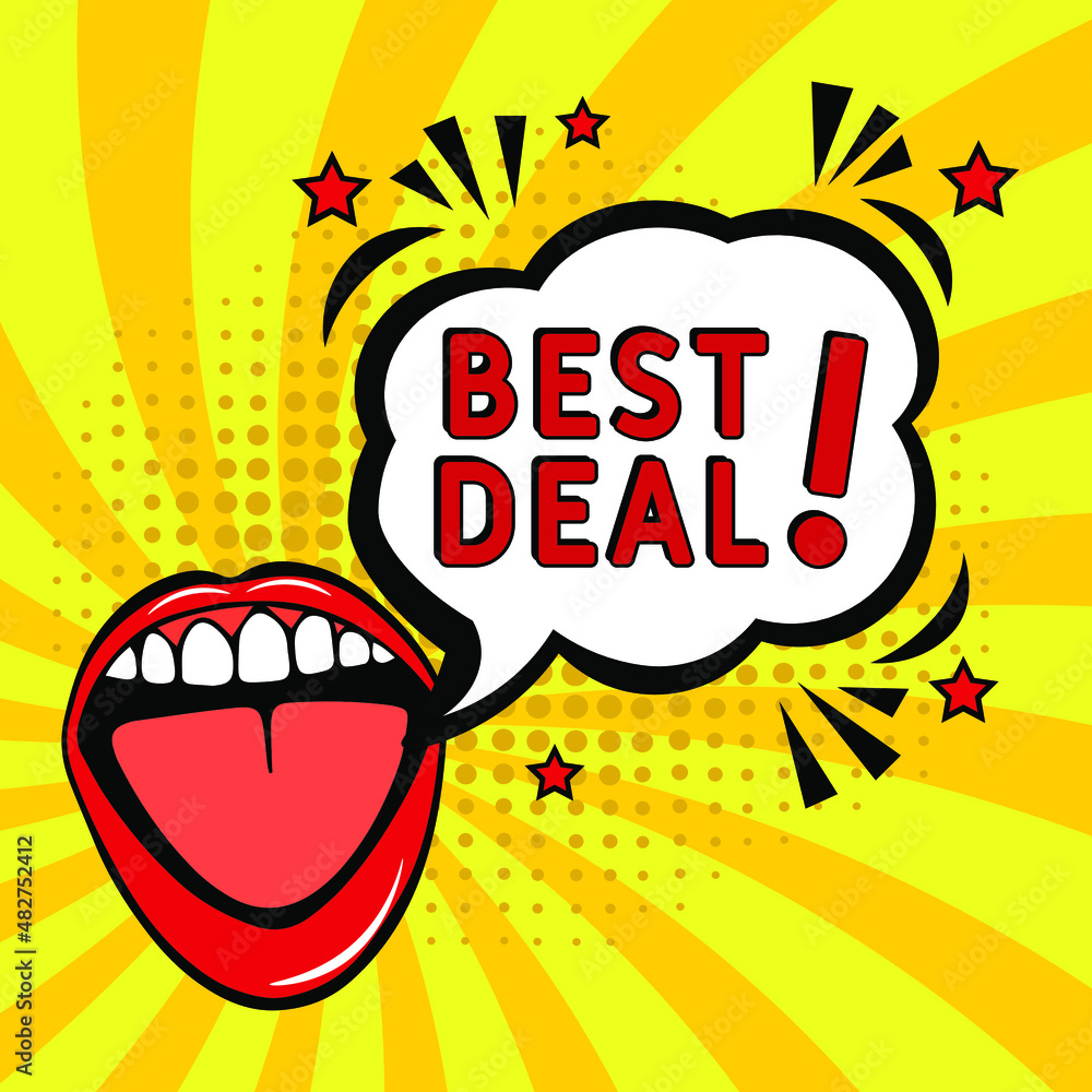 Best Deal. Comic book explosion with text Best Deal. Vector bright