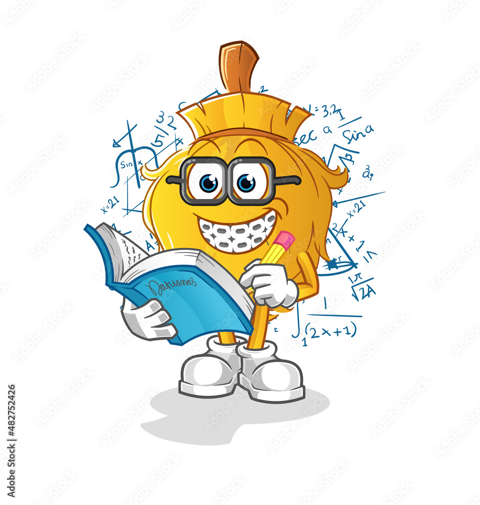 Obraz premium broom geek cartoon. cartoon mascot vector