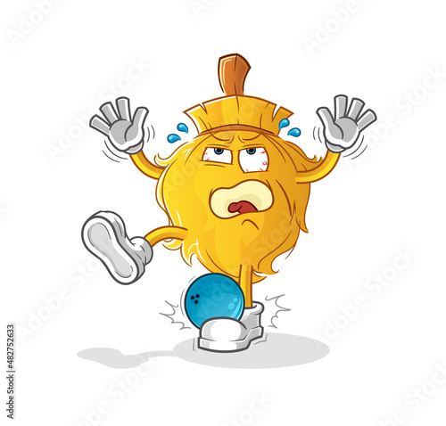 broom hiten by bowling cartoon. cartoon mascot vector