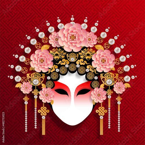 Woman in Beautiful traditional Chinese opera ,Vector illustration for cute design.