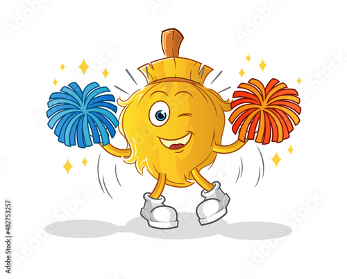 broom cheerleader cartoon. cartoon mascot vector