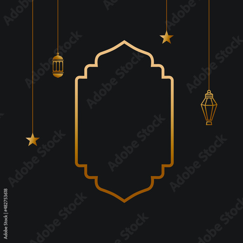 a creative ornament in black for ramadan theme design. an editable illustration of minimalist template for creative background design.