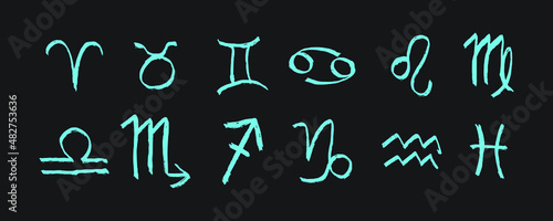 set of zodiac sign for horoscope or astrology design. simple and minimalist illustration in vector graphic. customizable design for any purpose.