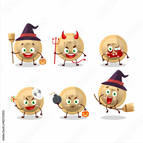 Halloween expression emoticons with cartoon character of chinese coin