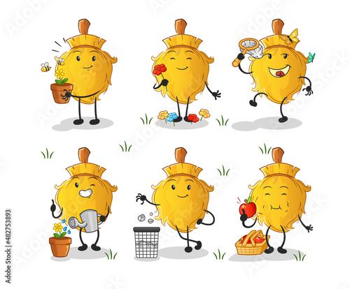 broom save the earth group. cartoon mascot