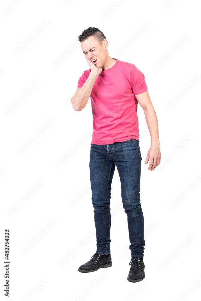 Male suffering from toothache with closed eyes Male suffering from toothache with closed eyes