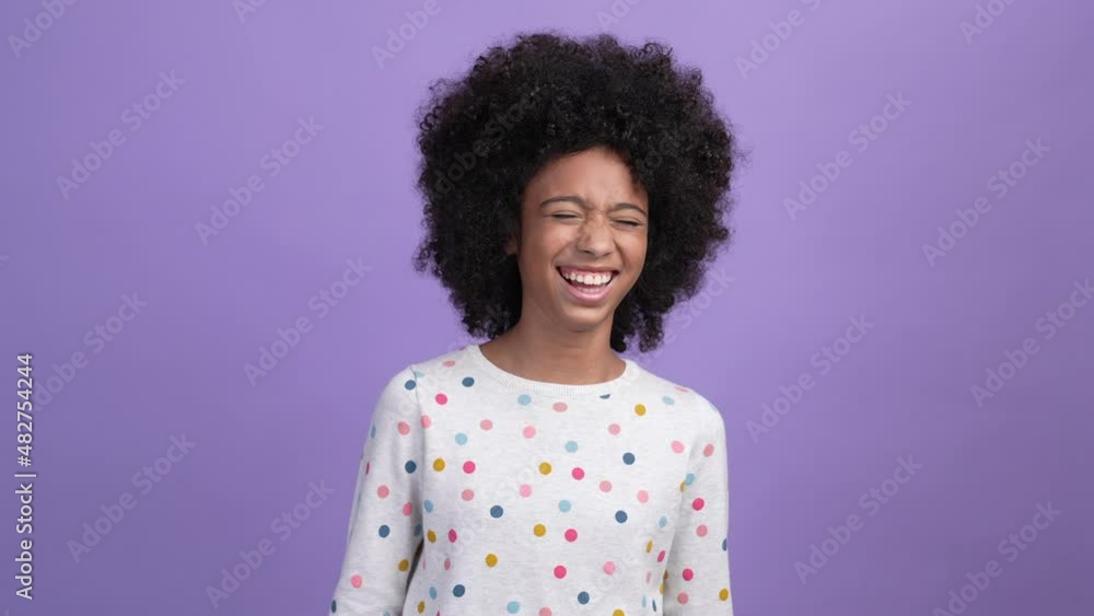 Kid girl laughing fooling isolated bright color background Kid girl laughing fooling isolated bright color background