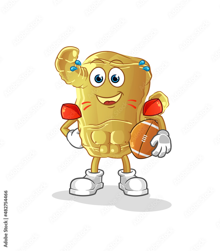 Obraz premium Ginger playing rugby character. cartoon mascot vector