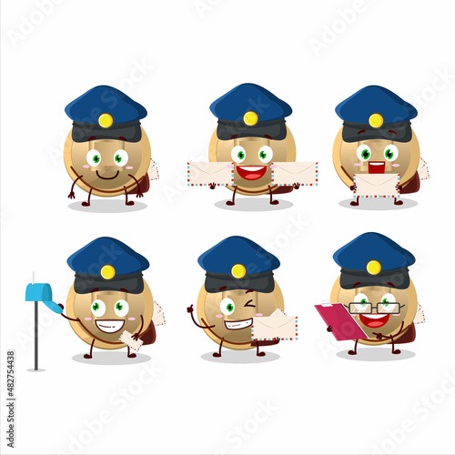 A picture of cheerful chinese coin postman cartoon design concept