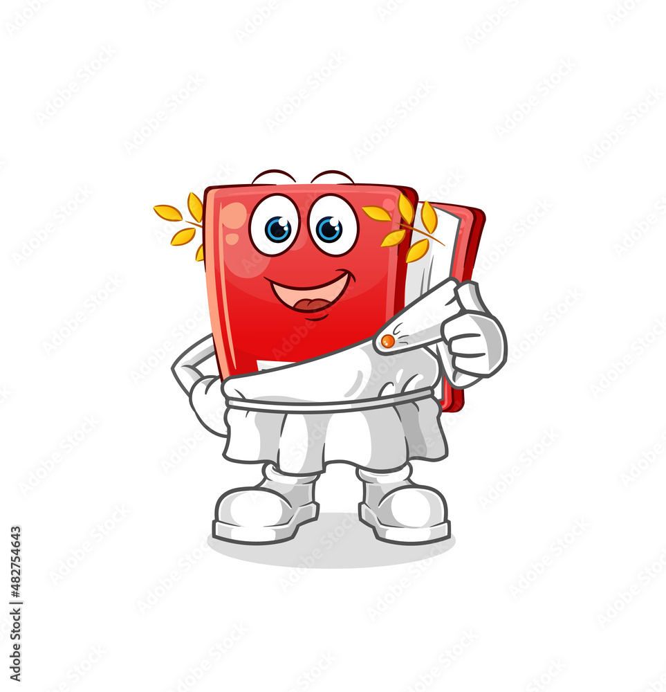 Obraz premium book with greek clothing. cartoon mascot vector