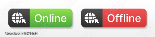 Online Offline web button set. Vector illustration