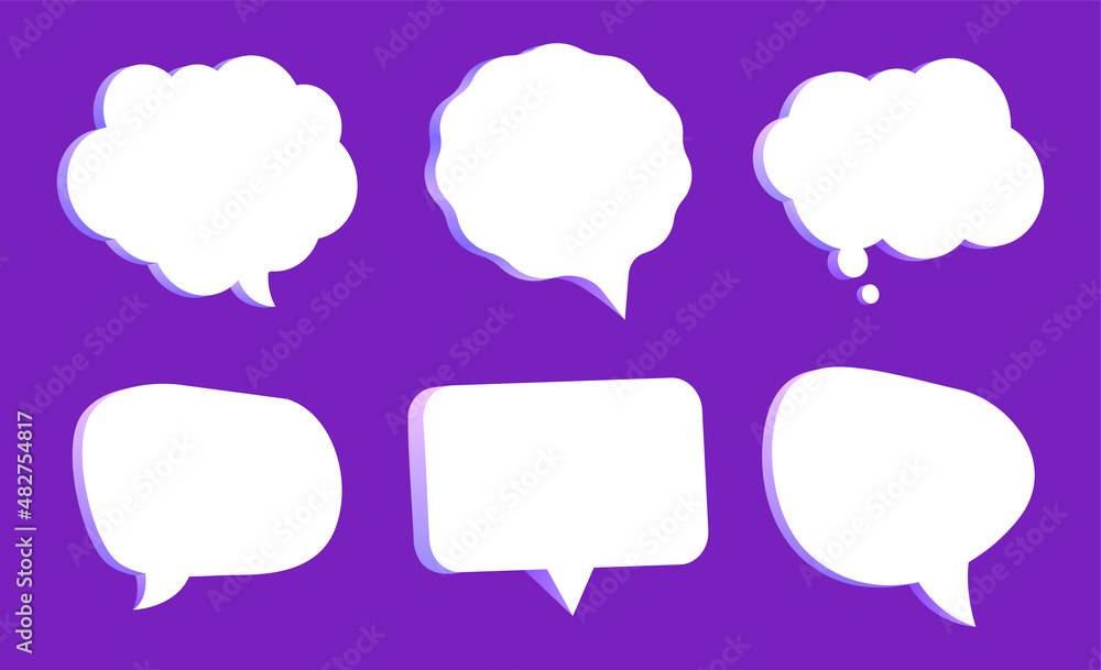 3d purple speech bubble chat icon collection set poster and sticker concept Banner. concept of social media messages. 3d render illustration 3d purple speech bubble chat icon collection set poster and sticker concept Banner. concept of social media messages. 3d render illustration