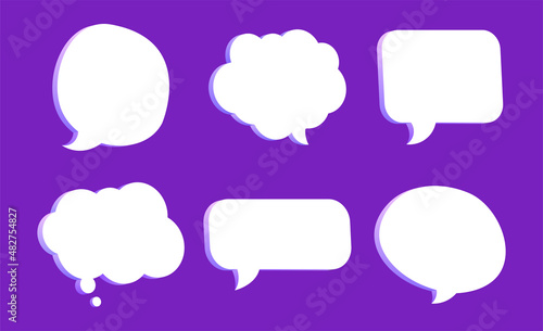 3d purple speech bubble chat icon collection set poster and sticker concept Banner. concept of social media messages. 3d render illustration