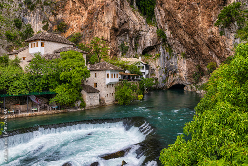 Dervish monastery or tekke at the Buna River spring in the town of Blagaj, Bosnia and Herzegovina photo