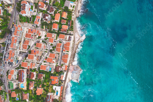 Aerial view of Herceg Novi, famous town near Kotor Bay, Montenegro