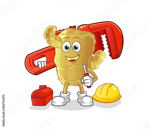 Ginger plumber cartoon. cartoon mascot vector