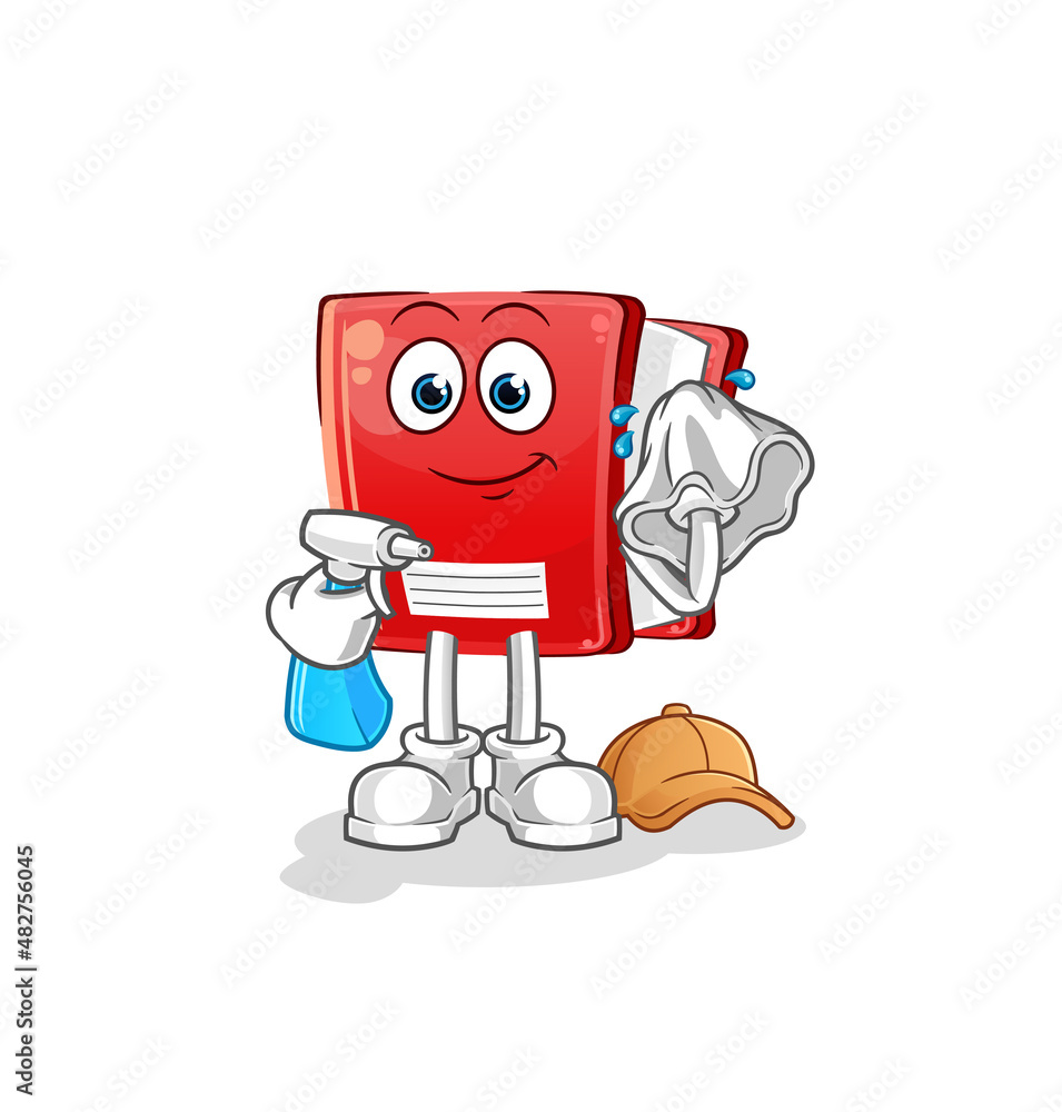 Fototapeta premium book cleaner vector. cartoon character