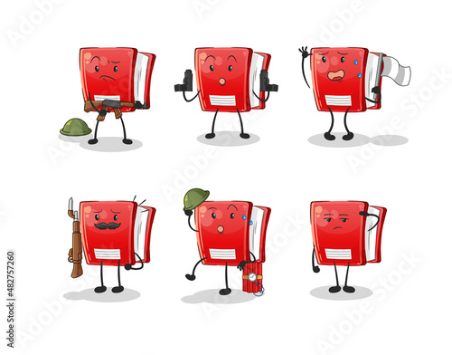 book troops character. cartoon mascot vector