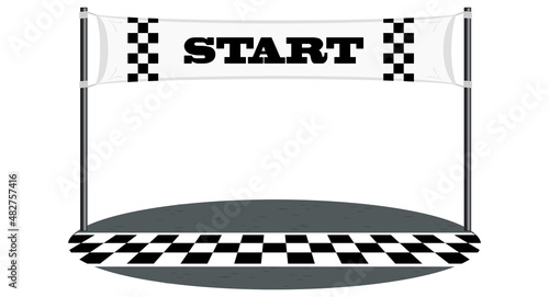 Race line with start banner isolated