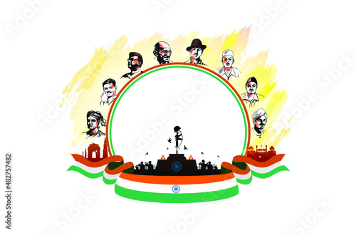 Indian people remembring saluting celebrating Martyrs Day, Shaheed diwas with tricolor flag background