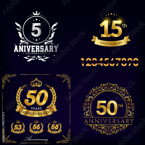 set 5. 15. 50 year anniversary design illustration