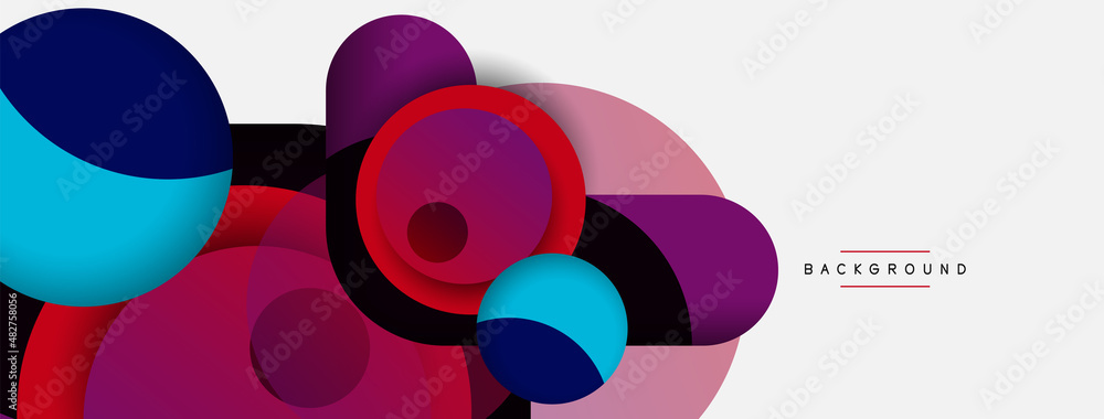 Creative geometric wallpaper. Minimal abstract background. Circles composition vector illustration for wallpaper banner background or landing page Creative geometric wallpaper. Minimal abstract background. Circles composition vector illustration for wallpaper banner background or landing page