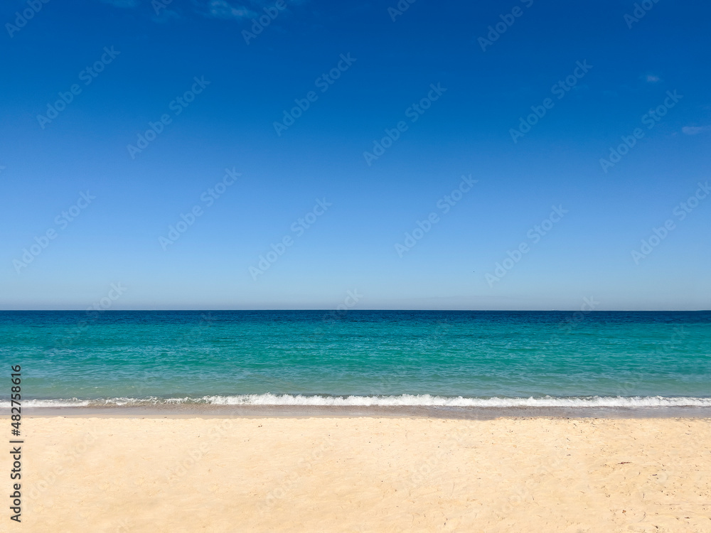 Summer beach and sea Blue sky background