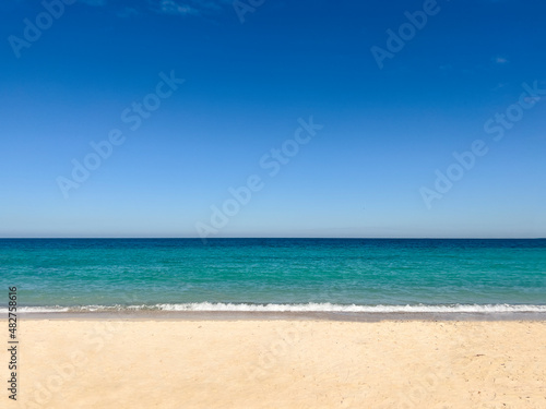 Summer beach and sea Blue sky background