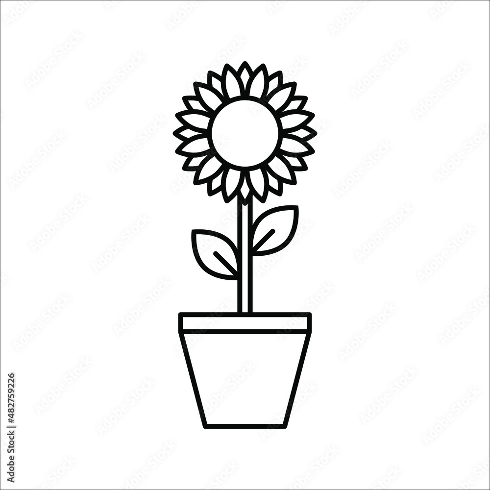 Sunflower Icon Symbol. Premium Quality In Trendy Style. vector illustration on white background